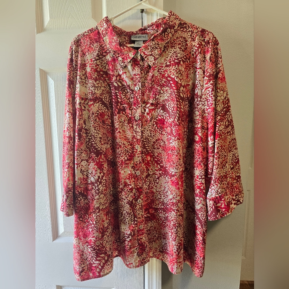 Catherines Lightweight Patterened Blouse 3X